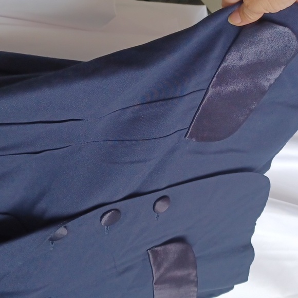 All That Jazz vintage Pants Suit Wm 13/14  Navy w/black satin collar NWT - Picture 4 of 10